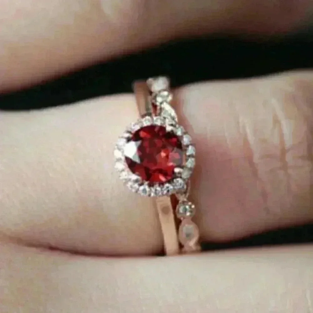 New 14k Rose Gold Over Sterling Silver Ruby Sapphire Set